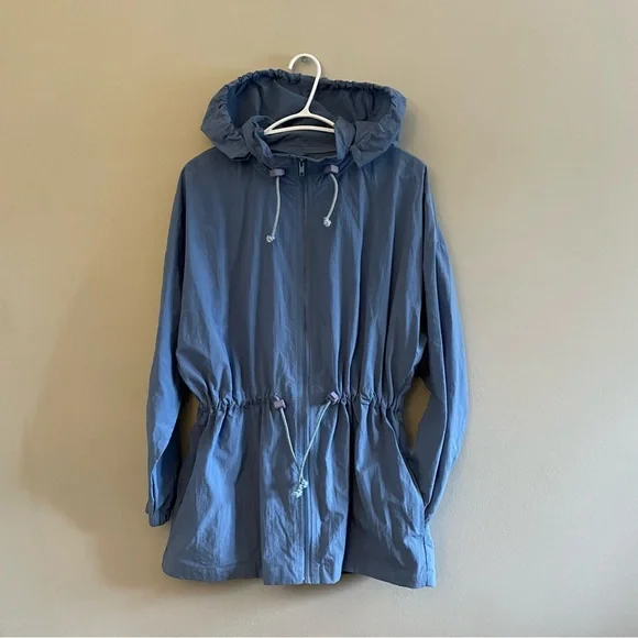 Vintage “Exclusiv” Light Blue Nylon Jacket w Toggle Cinched Waist **Like New - Picture 1 of 15